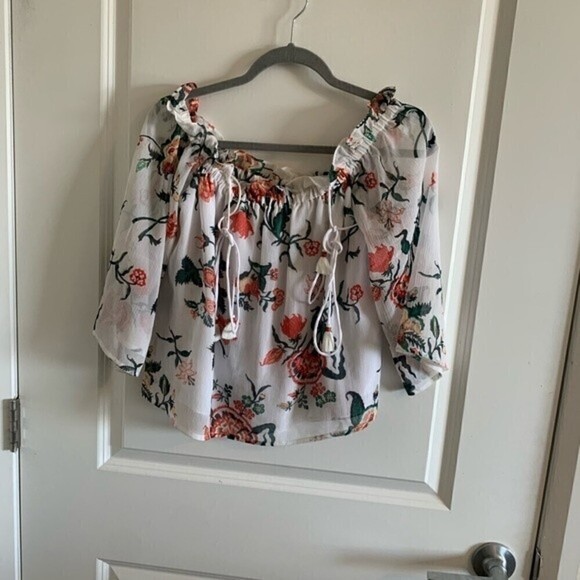 Club Monaco White Floral Print Janou Blouse Size S - Picture 5 of 9